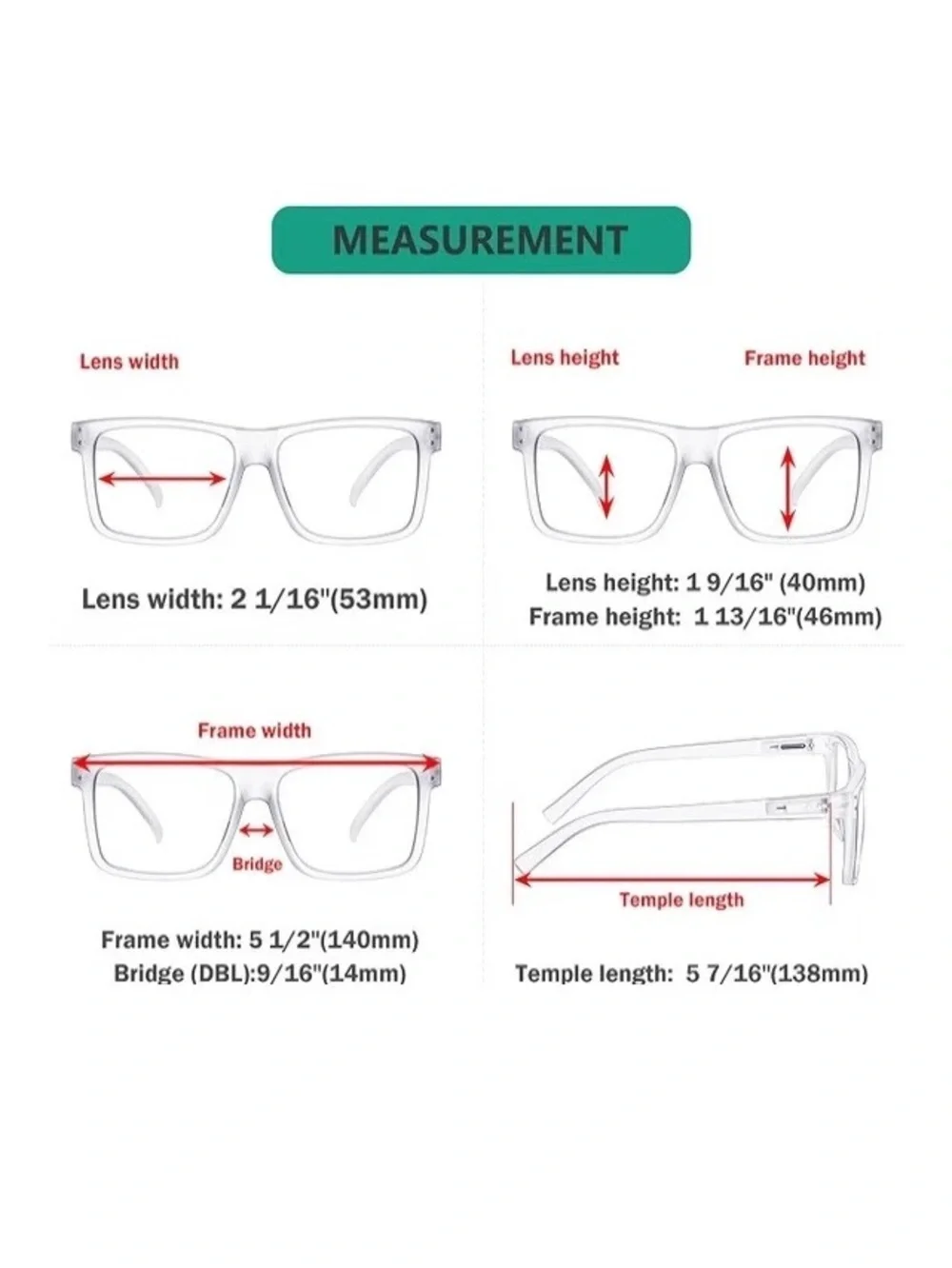 Square Clear Modern Reading Glasses Spring Hinges Unisex Transparent Readers 2.5